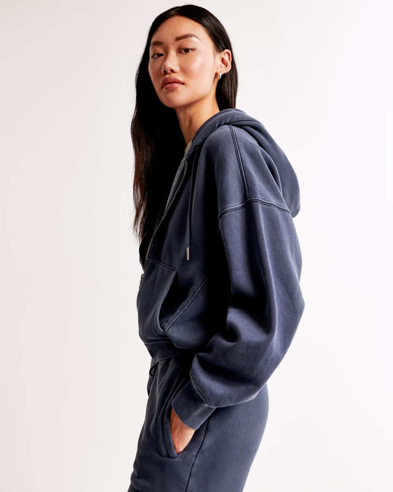 Essential Ribbed Sunday Hooded Full-Zip | Abercrombie & Fitch (US)
