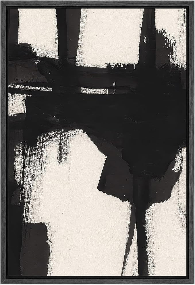 SIGNFORD Framed Canvas Print Wall Art Bold Black and White Abstract Expression Illustrations Digi... | Amazon (US)