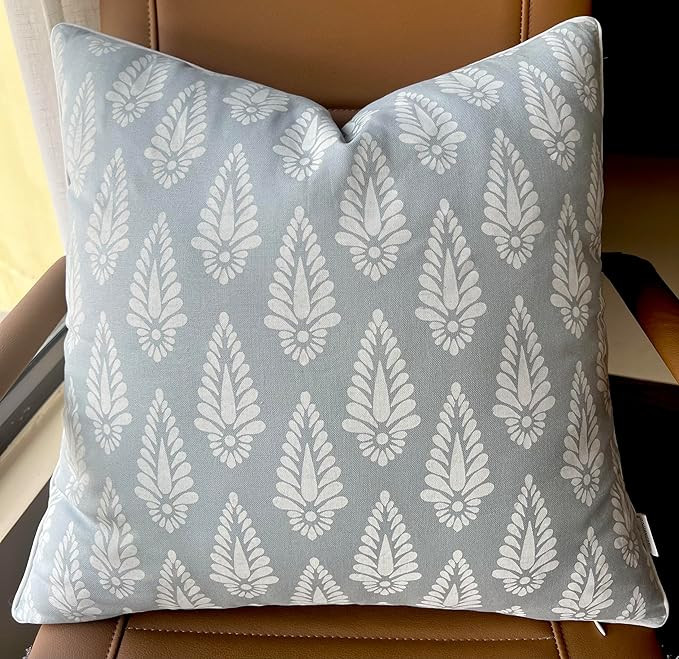 Block Printed Decorative Square Accent Throw Pillow Cover - Sofa, Chair, Couch, Living Room, Bedr... | Amazon (US)