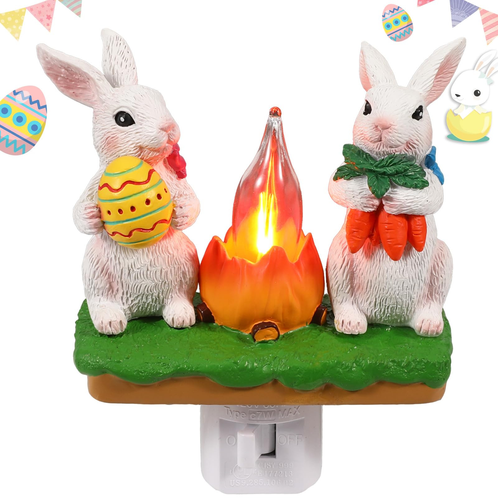 Bunny Campfire Flickering Nightlight, Rabbit Night Light Plug into Wall Easter Night Light with S... | Amazon (US)