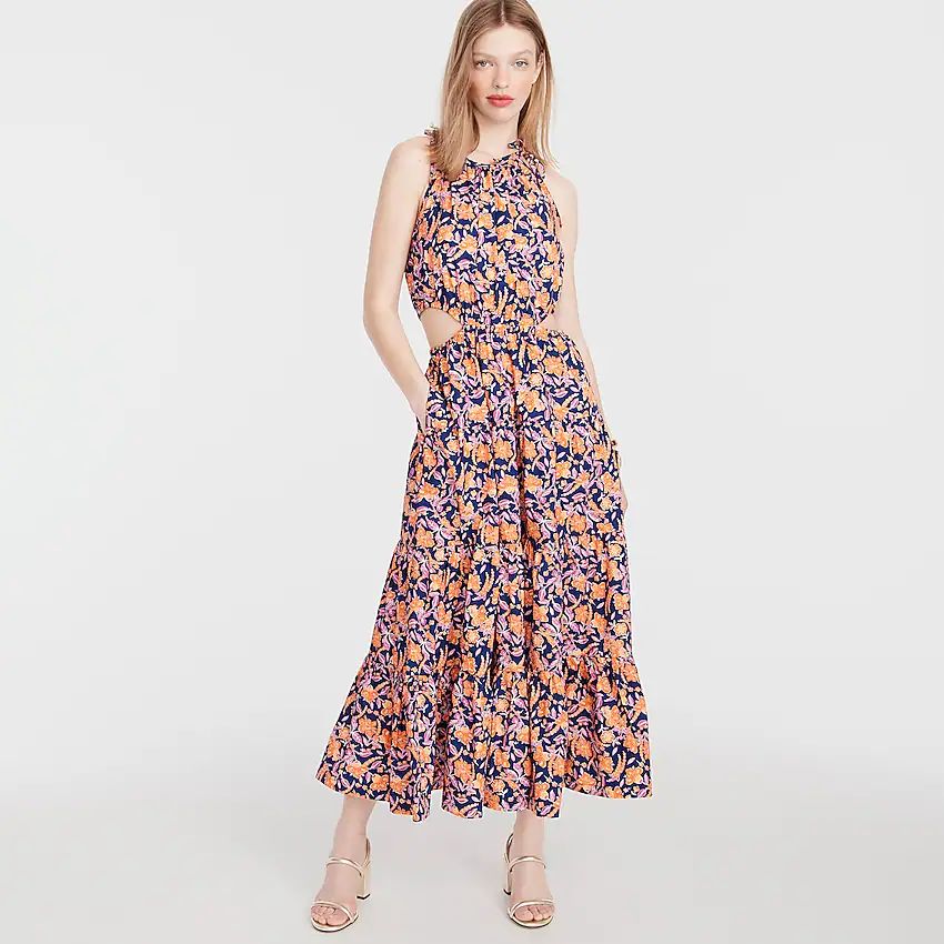 Harbour side-cutout dress in painted block print | J.Crew US