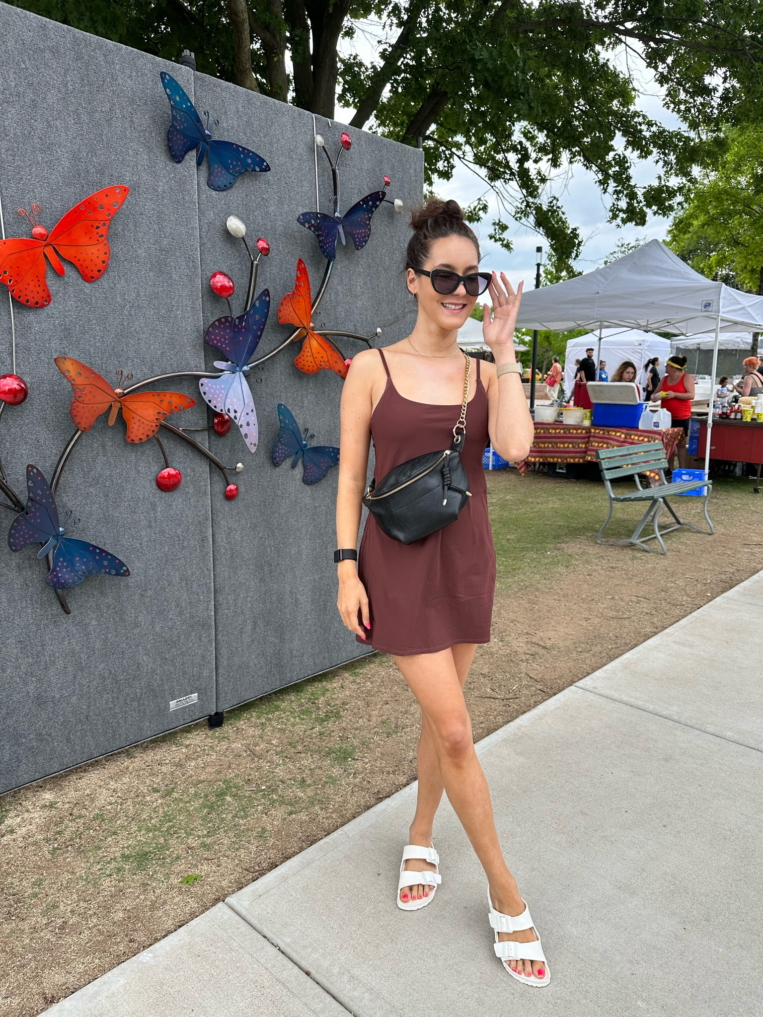 Abercrombie tennis dress size R regular 
Birkenstock sandals 
Crossbody bag 

#LTKunder100 #LTKFind #LTKshoecrush