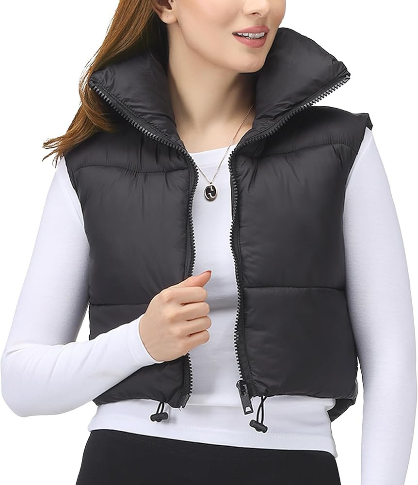 NY Threads Cropped Puffer Vest Women Lightweight Stand Collar Sleeveless Zip Up Winter Padded Gil... | Amazon (US)