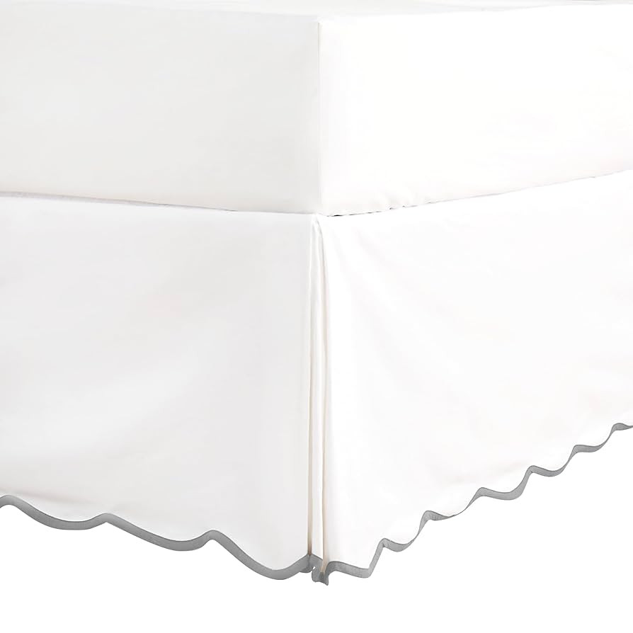 HIG Off-White Chic Full Bed Skirt - Easy Fit Scallop Edge Pleated Bedskirts, 14 Inch Drop Anti-Sl... | Amazon (US)