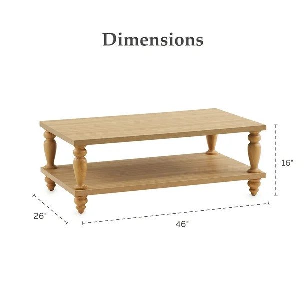 My Texas House Abbott Wood Coffee Table, Light Oak - Walmart.com | Walmart (US)