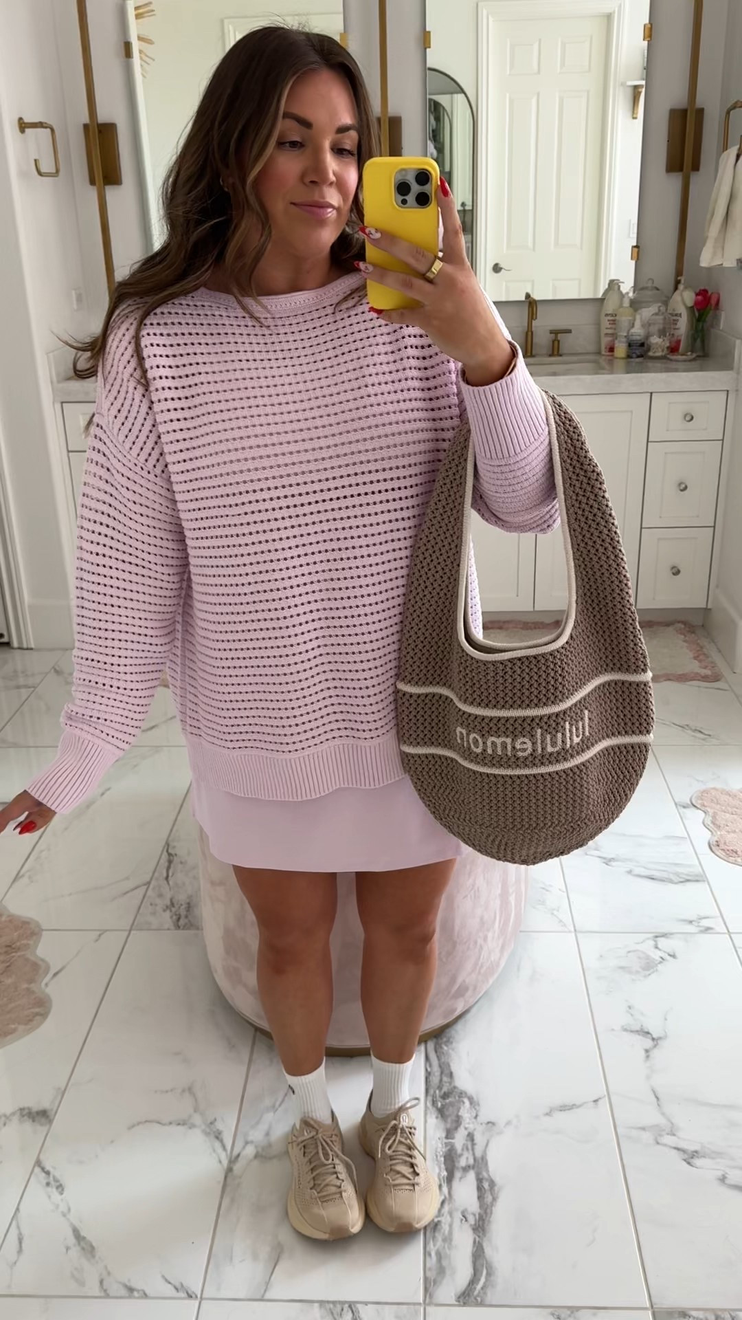 curvy midsize workout athleisure look! wearing size xl in waffle top and size 14 in dress (sized up!) 

#LTKSeasonal #LTKMidsize #LTKActive