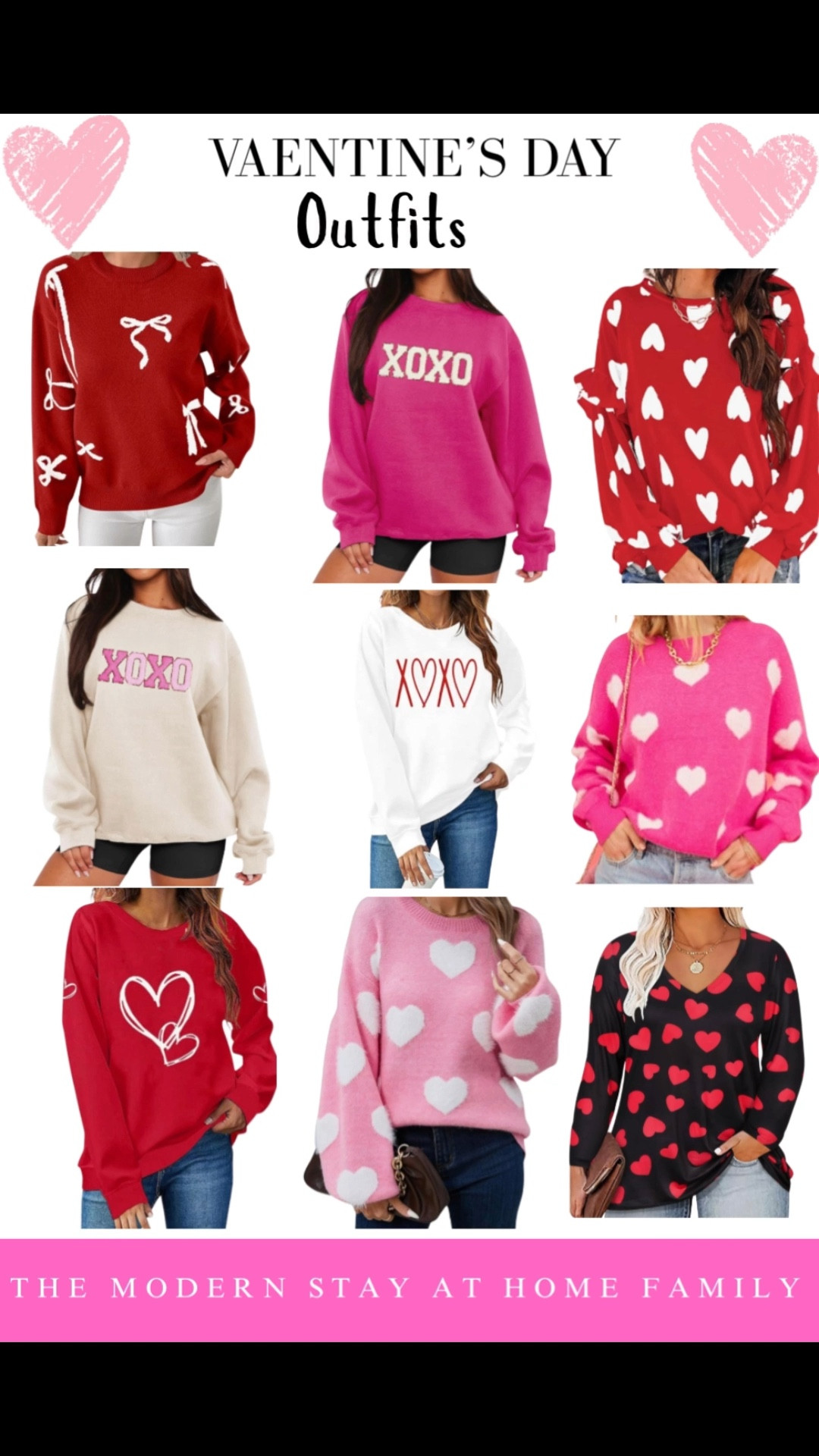 Valentine’s Day outfits for women that are cute, comfy, and totally wearable 💕 Whether you’re planning a date night, Galentine’s brunch, church, school drop-off, or a cozy night in, these Valentine’s Day looks are perfect for February. Think pink sweaters, red dresses, heart details, cozy knits, feminine layers, and chic accessories that transition from day to night. Easy outfit inspo that feels festive without being over the top—perfect for moms, busy women, and everyday wear. Shop all my favorite Valentine’s outfits for women linked here on LTK.

Valentine’s Day outfits for women, Valentine’s outfit ideas, women’s Valentine’s Day fashion, pink and red outfits, heart sweater outfit, Valentine’s Day dress, Galentine’s Day outfit, casual Valentine’s outfit, date night Valentine’s look, cozy Valentine’s outfit, affordable women’s fashion, trendy Valentine’s outfits, LTK Valentine’s Day outfits, February outfit inspiration, mom outfit ideas, everyday Valentine’s looks

#LTKOver40 #LTKValentine #LTKmomlife