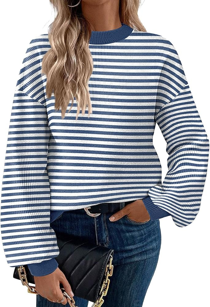 Zeagoo Sweaters for Women 2025 Fashion Trendy Long Sleeve Turtleneck Pullover Lantern Knit Sweate... | Amazon (US)