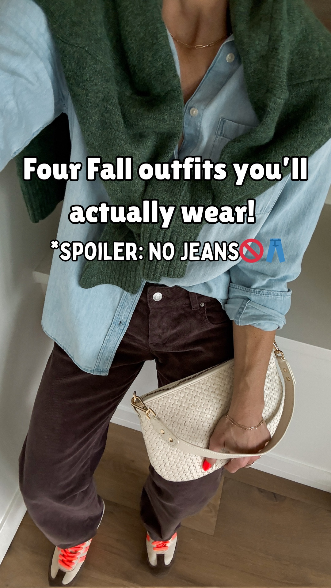 If you’re looking bottoms other than jeans, then you’ll love these outfits! 
Four Thanksgiving-ready ( OR any day!) outfits you’ll wear all season long 🍂🤎
Comfy, classic, everything-on-sale staples you can mix + match.
Sizing:
Red pullover fits tts, wearing a med
Tan &amp; green pants: loose fit, but got my true size 4 reg
Cotton denim button down - I sized up to a large. Pulling buttons is not a good look! 
Gray/blue striped sweater fits tts, wearing  med 
Sweatpants are a looser fit, my shoe size medium if you are shorter and don’t want the length considers signing down.
Polo t shirt fits tts, 
Burgundy pullover &amp; green sweater fit tts, wearing a medium.
Brown cord pants fit through the size— they’re selling fast so I linked another option.
Always size down half size in Adidas sneakers

#LTKOver40 #LTKGiftGuide #LTKCyberWeek