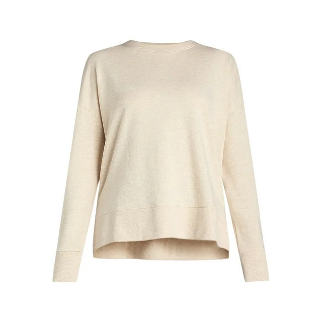 Time and Tru Women's Crewneck Sweatshirt with High-Low Hem, Sizes XS -4X | Walmart (US)