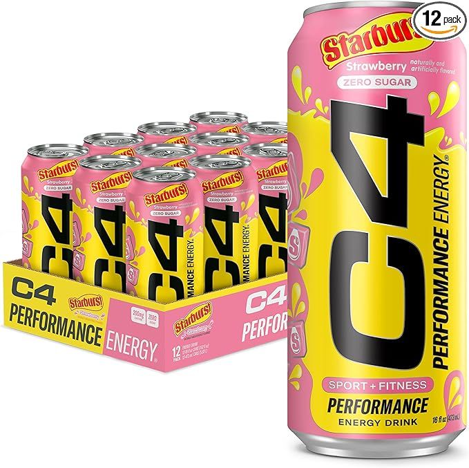 Cellucor C4 Energy Drink, STARBURST Strawberry, Carbonated Sugar Free Pre Workout Performance Dri... | Amazon (US)
