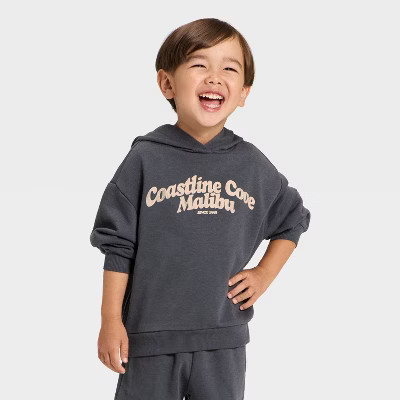 Grayson Mini Toddler Boys' French Terry Hoodie Sweatshirt - Black 2T | Target