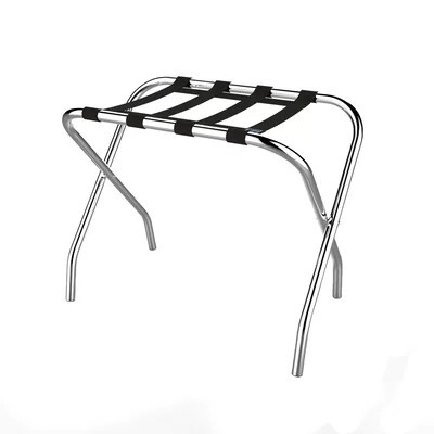 Chrome Folding Luggage Rack and Suitcase Stand - Durable Folding Bag Holder with Black Nylon Straps | Wayfair North America