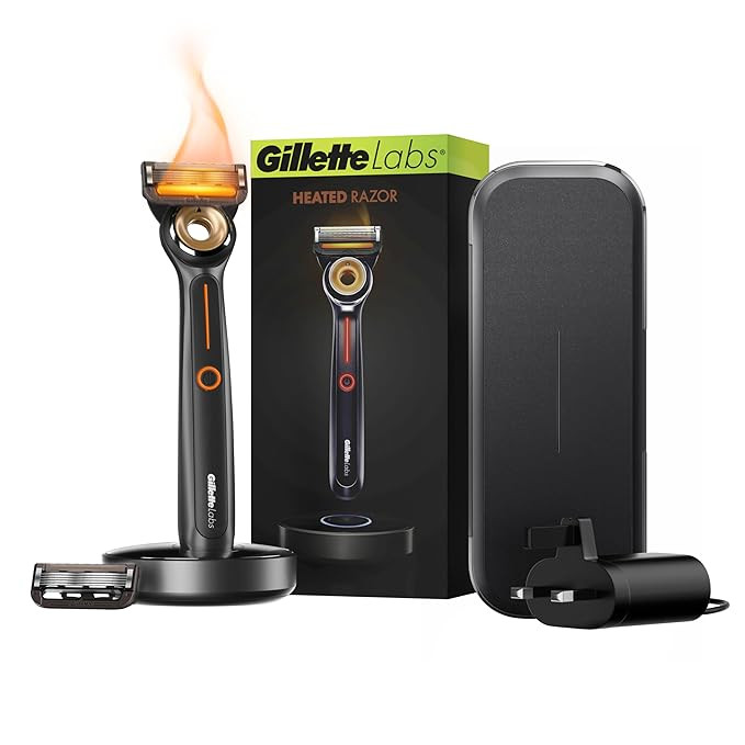 Gillette Heated Razor for Men, Deluxe Travel Shave Kit by GilletteLabs, 1 Handle, 2 Blade Refills... | Amazon (US)