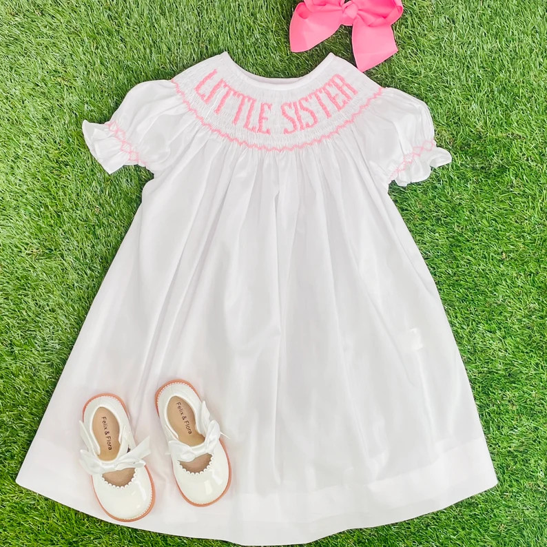 Pink Little Sister Smocked Bishop Dress | Etsy (US)