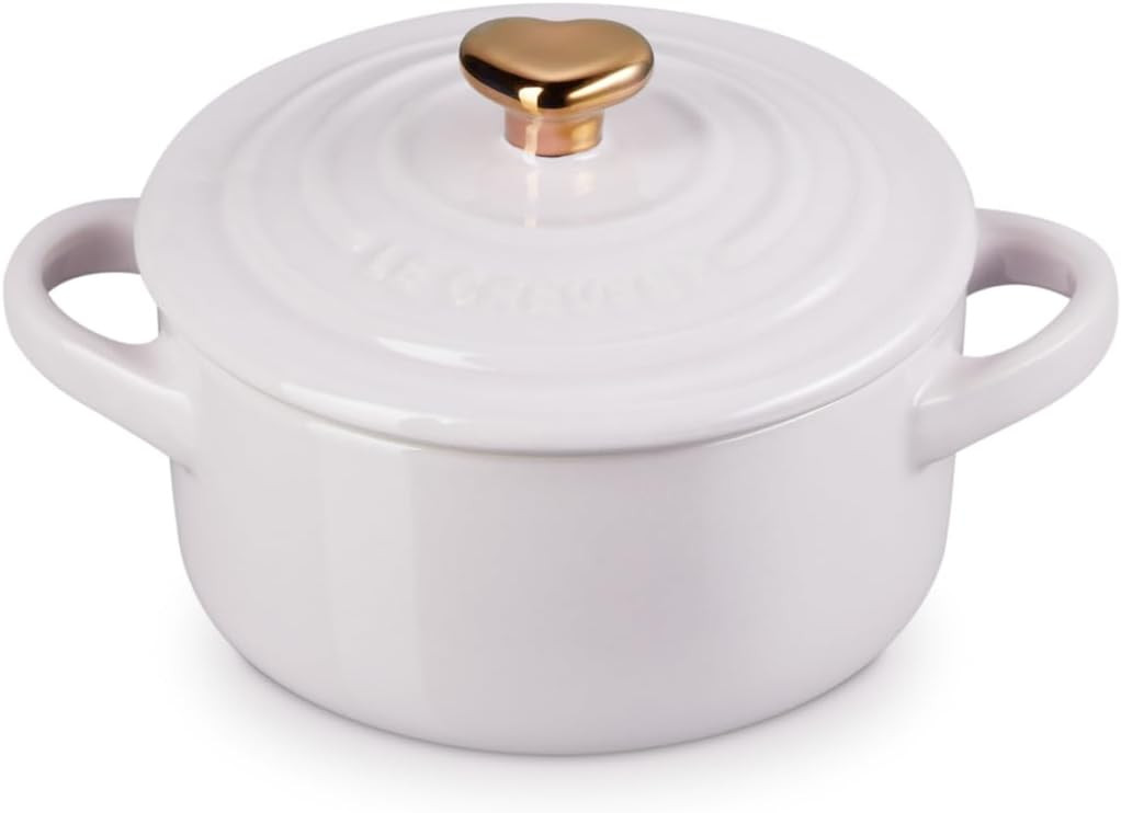 Le Creuset Stoneware Mini Round Cocotte, 8oz., Shallot with Gold Heart Knob | Amazon (US)