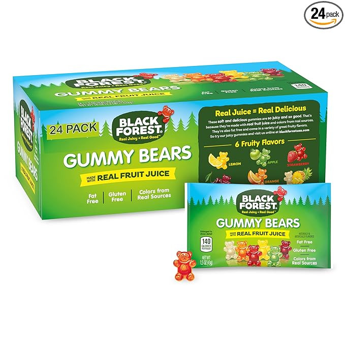 Black Forest Gummy Bears Candy, 1.5 Ounce Treat-Size Pack (Pack of 24) | Amazon (US)