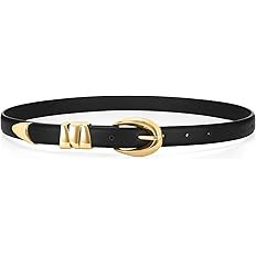 WHIPPY Women Skinny Leather Belt for Jeans Pants Dresses Ladies Fashion Waist Belt with Shiny Gol... | Amazon (US)
