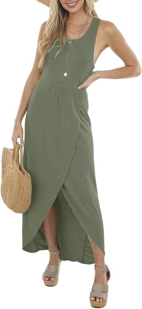 SENSERISE Womens Summer Sleeveless Maxi Dress Casual Loose Split Dresses Long Sundress Beachdress | Amazon (US)