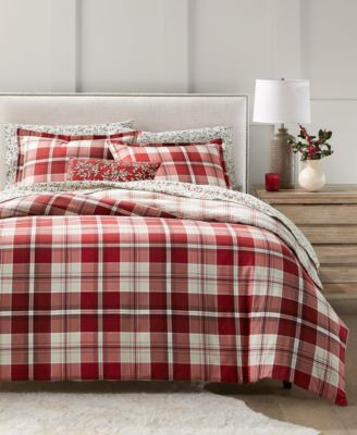 Charter Club Crimson Plaid Flannel Duvet Cover Sets Macys Exclusive | Macy's