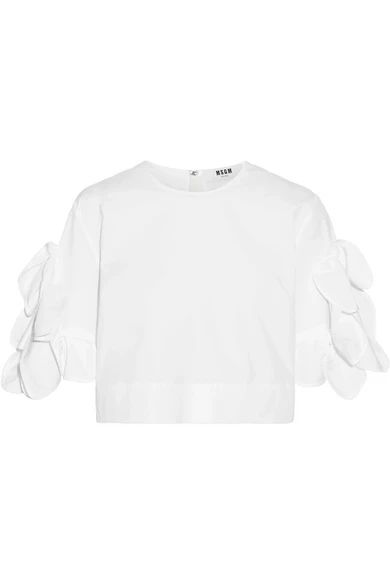 MSGM - Cropped Knotted Cotton-blend Poplin Top - White | NET-A-PORTER (US)