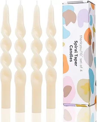LPUSA Ivory Spiral Taper Candles Twisted Candle Conical Stick Candles for Holiday Wedding Party W... | Amazon (US)