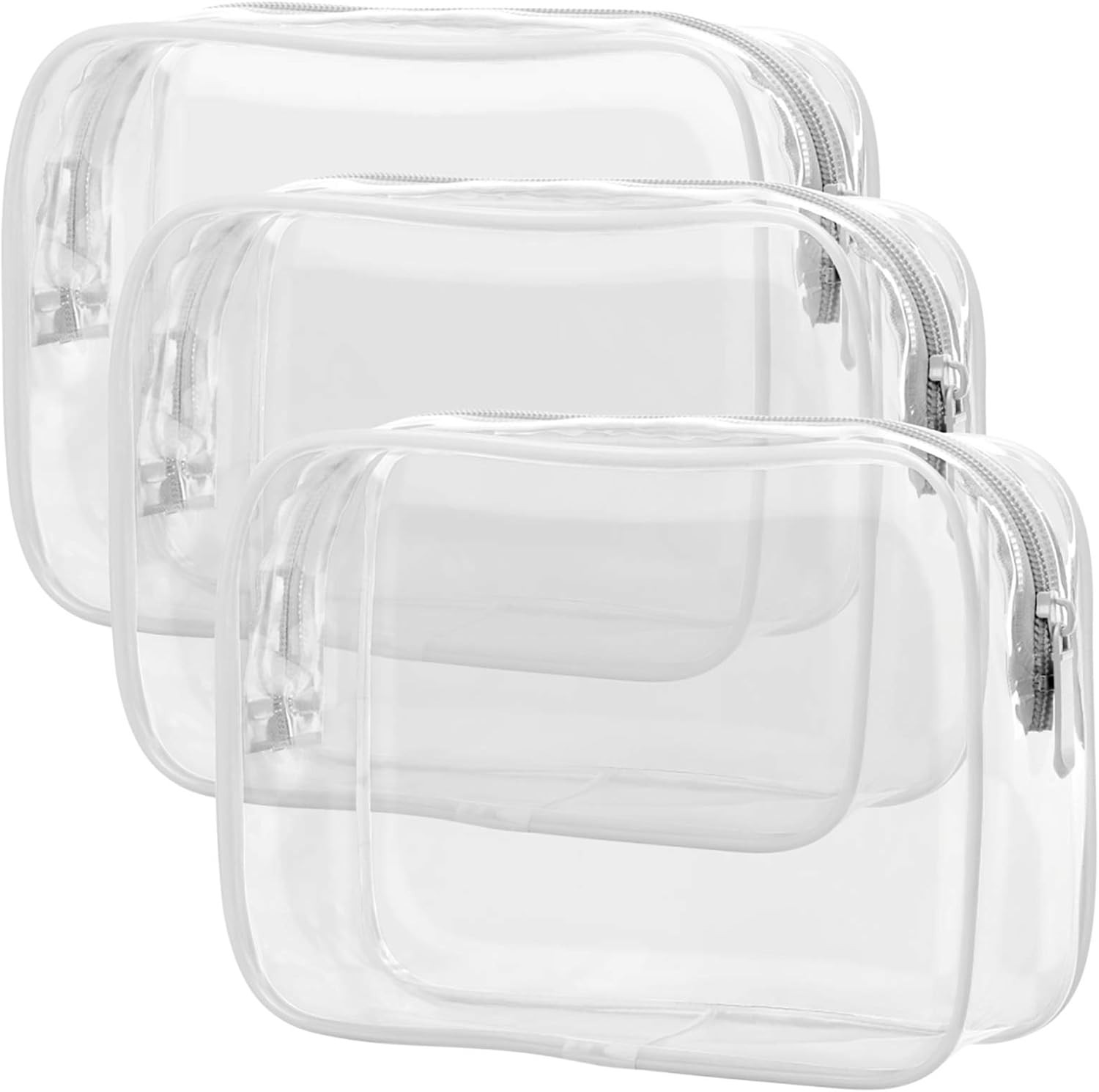 Clear Toiletry Bag, Packism 3 Pack TSA Approved Toiletry Bag Quart Size Bag, Travel Makeup Cosmet... | Amazon (US)