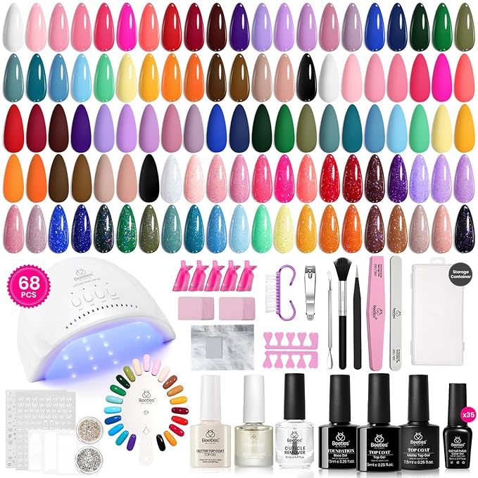 Beetles Gel Nail Polish Kit with U V Light 68 Pcs Emotional Spectrum 35 Colors Gel Polish Nail Ki... | Amazon (US)