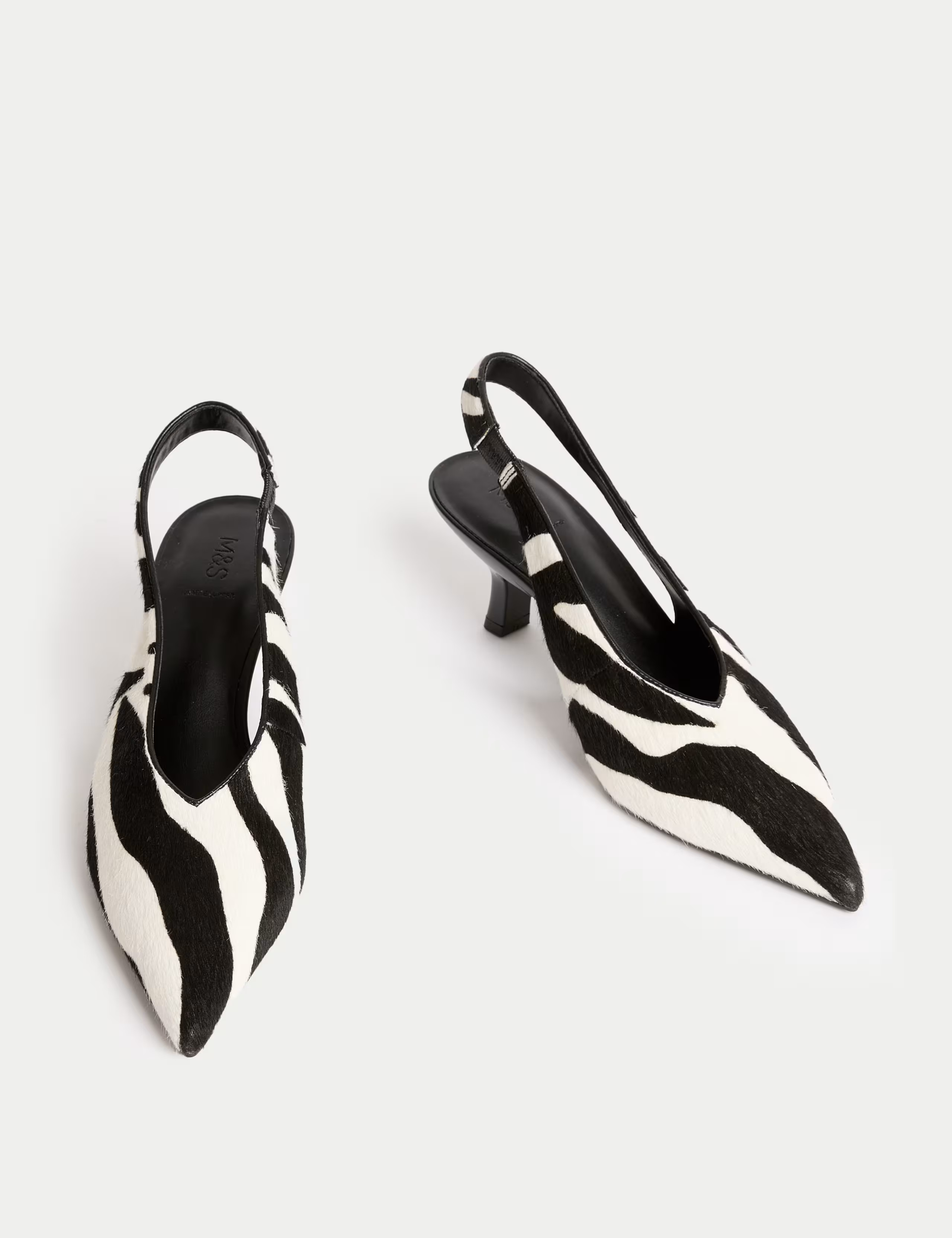 Leather Animal Print Kitten Heel Slingback Shoes | Marks & Spencer (UK)