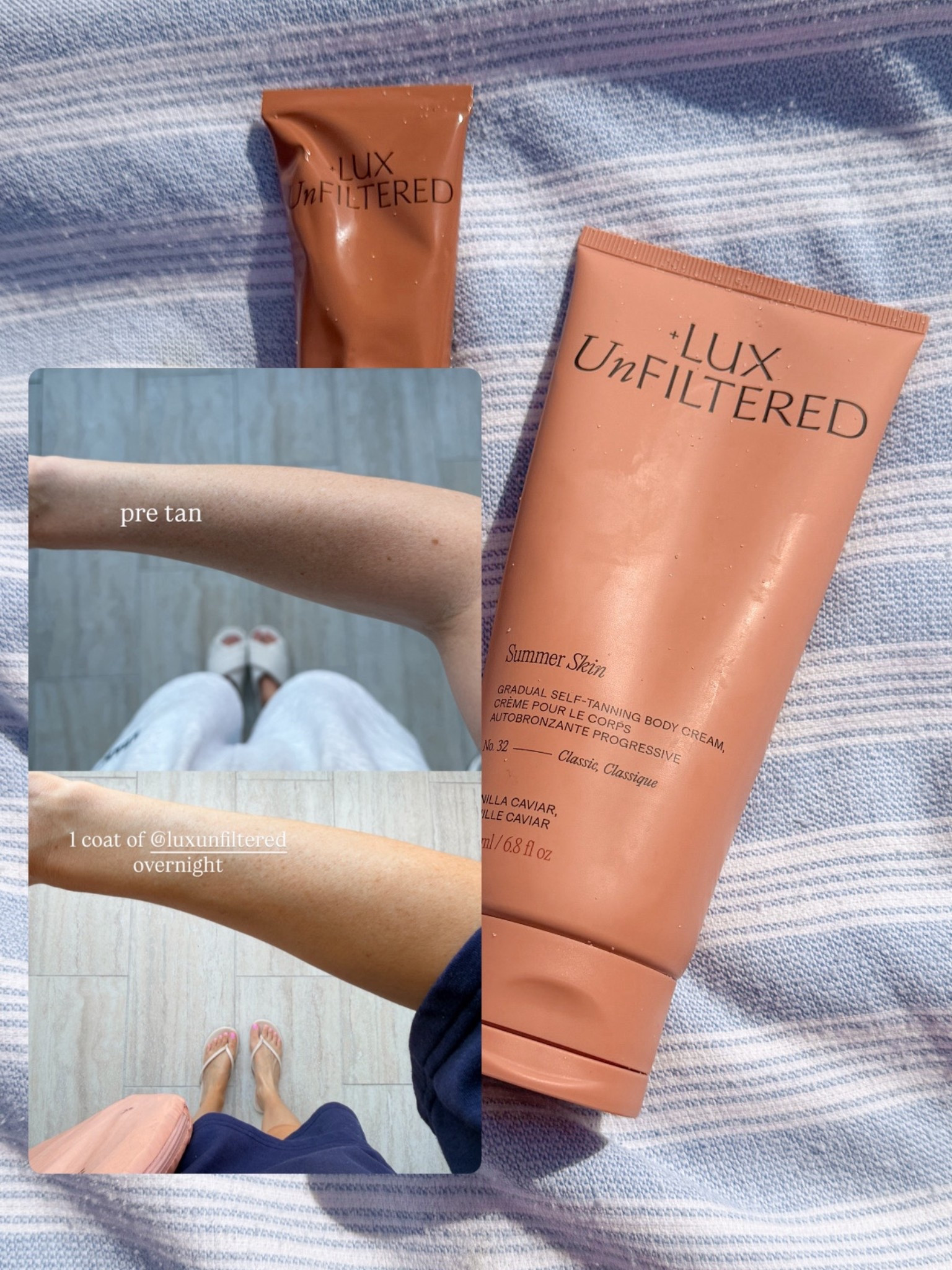Luxe unfiltered tanner is sooo good. Smells like vanilla but gives a gradual tan! 