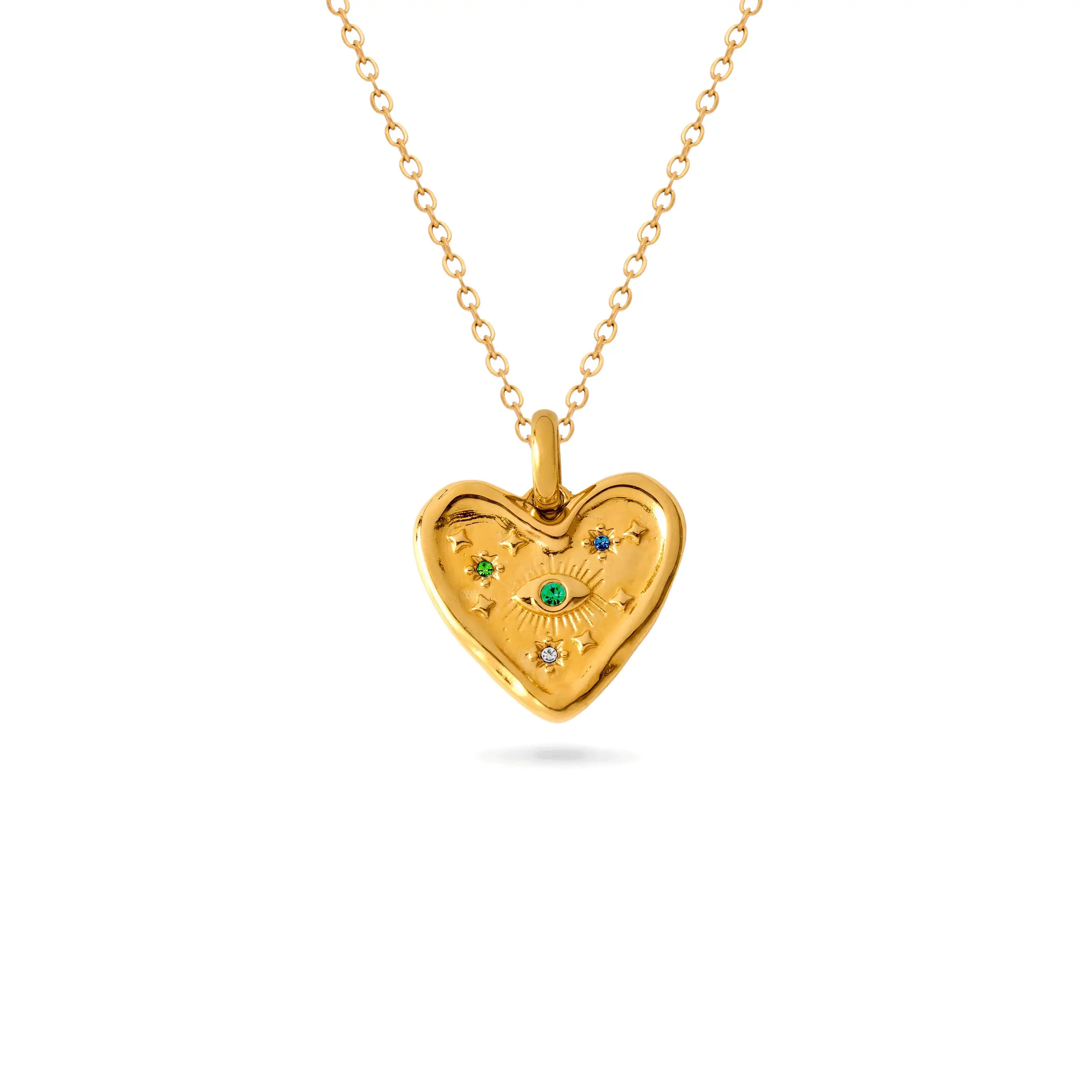 Talisman Heart Birthstone Necklace (Gold) | Abbott Lyon