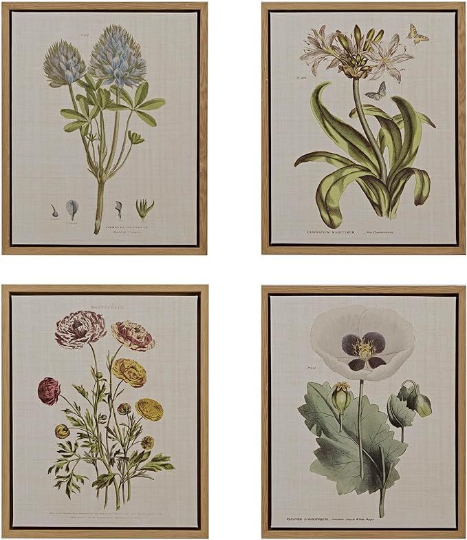 Martha Stewart Herbal Botany Wall Art Living Room Decor - Floral Linen Canvas, Farmhouse Lifestyl... | Amazon (US)