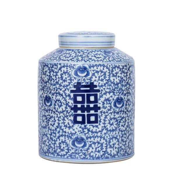 Blue And White Blooming Double Happiness Tea Jar | Bed Bath & Beyond