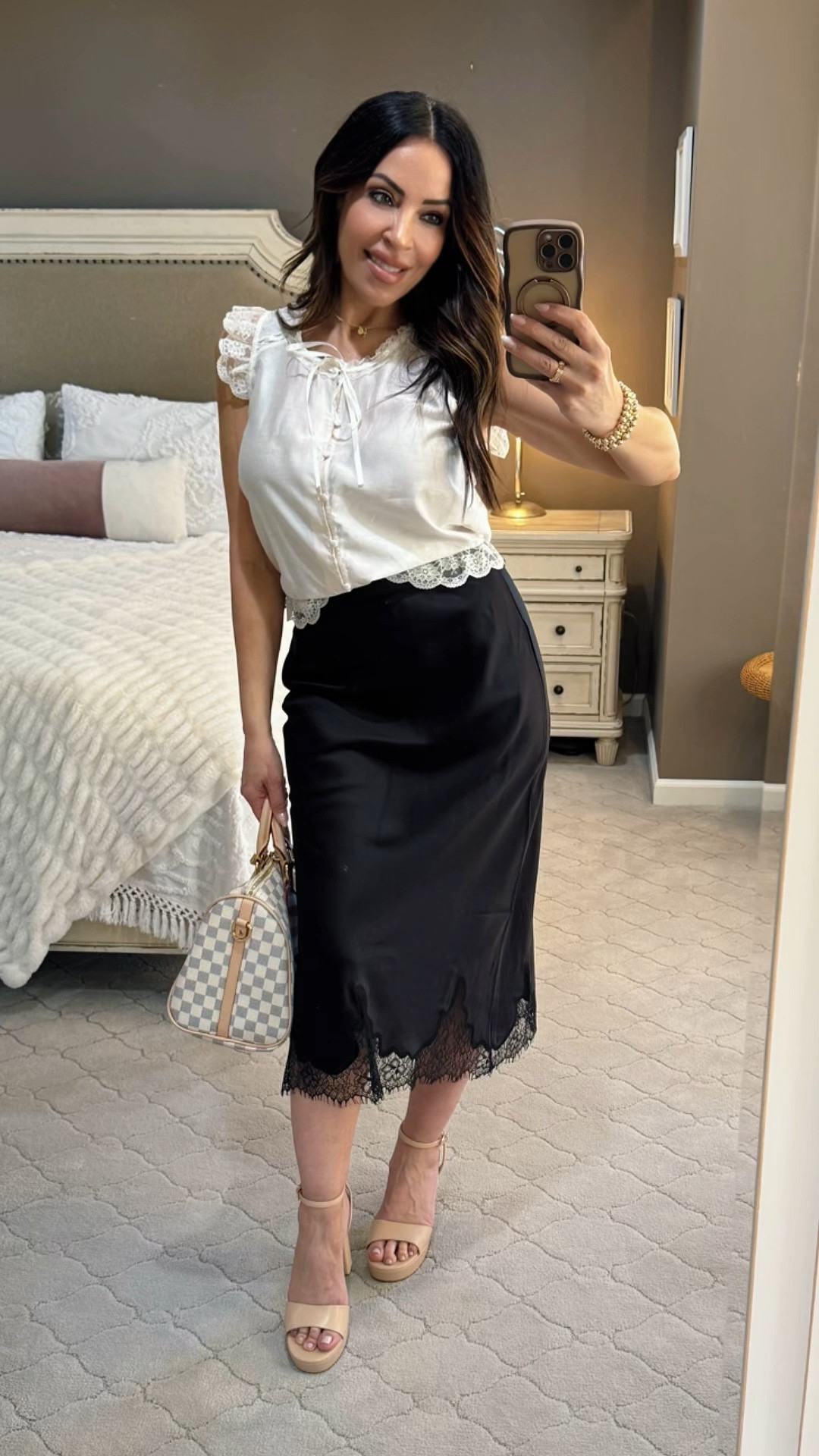 Satin and lace are having a major moment right now! ✨ Loving this chic and affordable way to style the trend, straight from Walmart. Who says you can't look luxe on a budget? 🖤 #WalmartFashion #OOTD #AffordableStyle #SatinSkirt #TrendAlert