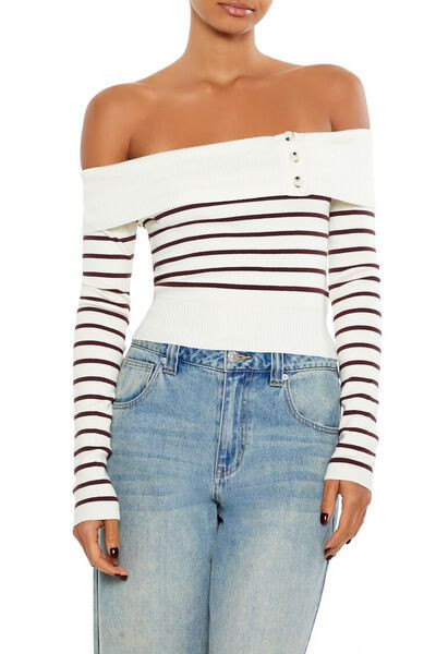 Striped Off-the-Shoulder Sweater | Forever 21