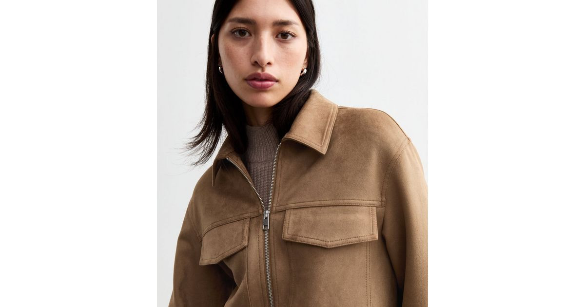 Tan Faux Suede Zip Up Jacket
						
						Add to Saved Items
						Remove from Saved Items | New Look (UK)