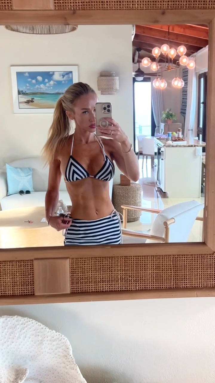 Bikini and skirt matching set navy and white stripes Amazon find! Beach vacation 
Fully matching three piece swimsuit set 

Summer vacation! 
Beach cover up 
Family vacation swimsuit 
Opaque skirt set 

#LTKFindsUnder50 #LTKSeasonal #LTKSwim