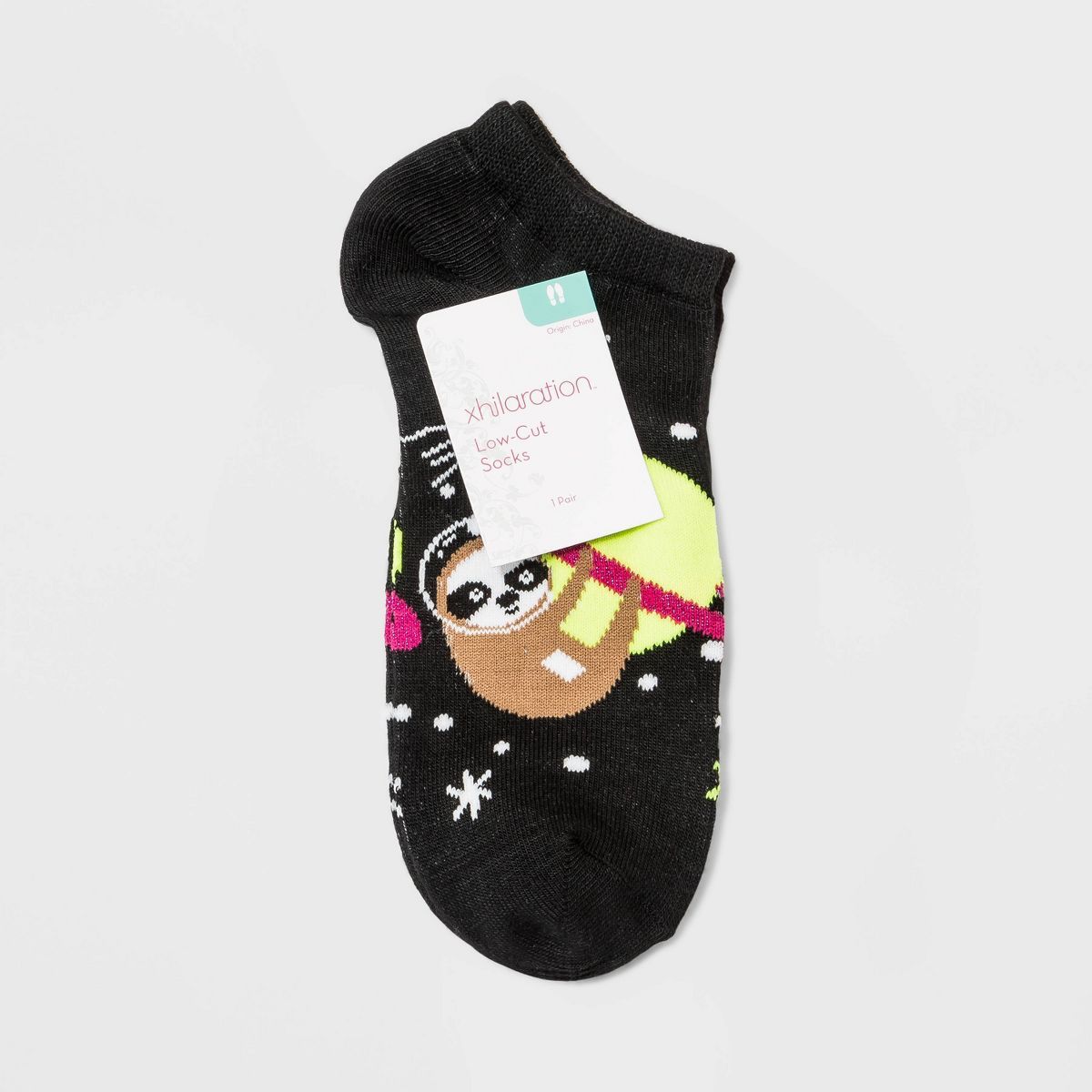 Women's Sparkly Space Sloth Low Cut Socks - Xhilaration™ Black 4-10 | Target