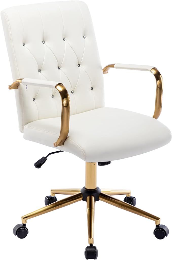 DUHOME PU Leather Home Office Desk Chairs, Modern Gold Task Chair with Wheels for Office, Swivel ... | Amazon (US)