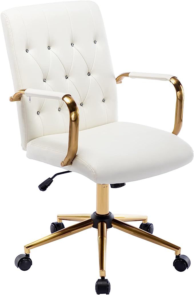 DUHOME PU Leather Home Office Desk Chairs, Modern Gold Task Chair with Wheels for Office, Swivel ... | Amazon (US)