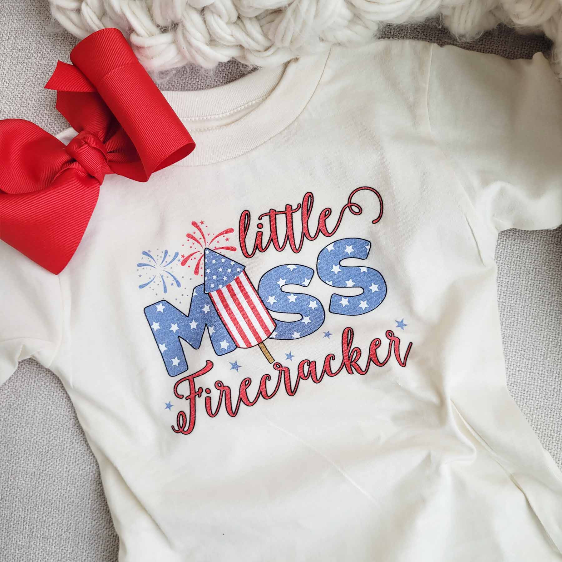 Little Miss Firecracker Kids Graphic Tee | Natural | Caden Lane