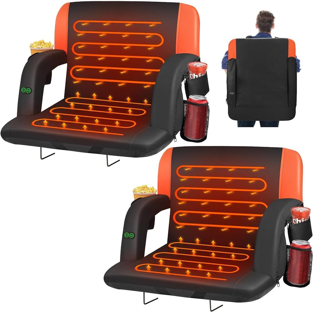 Dual-Sided Heated Stadium Seats for Bleachers with Back Support, 3 Levels Heating Stadium Seating... | Amazon (US)