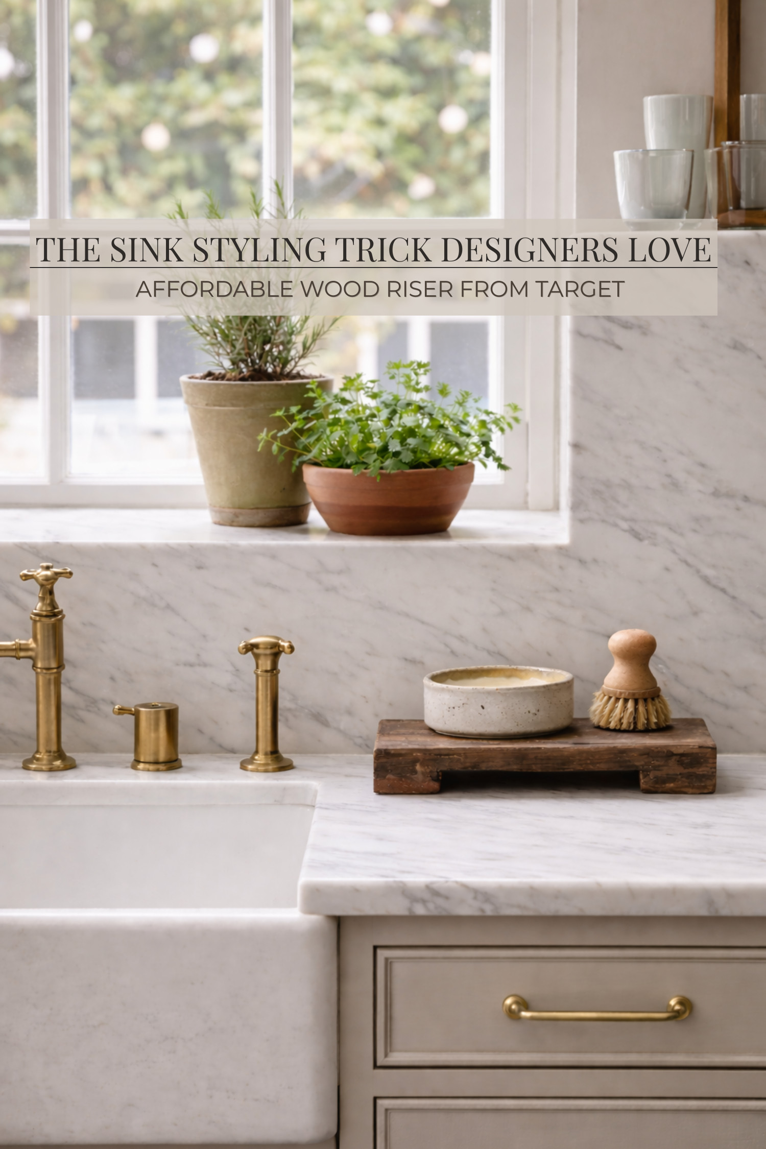 This simple wood sink riser is the easiest way to make your kitchen sink look elevated and intentional. Designers use this styling trick to add height, warmth, and structure without clutter. Perfect for soap dispensers, scrub brushes, or everyday sink essentials. An affordable Target find that works beautifully in modern, European, farmhouse, and transitional kitchens. Small upgrade, big impact. 

 #LTKOver40 #LTKHome #LTKSaleAlert