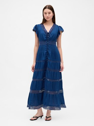 Lace-Trim Midi Dress | Gap (US)