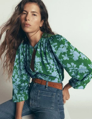 Boden Women's Ara Jersey Shirt in Green | Size 6 | Boden (US)