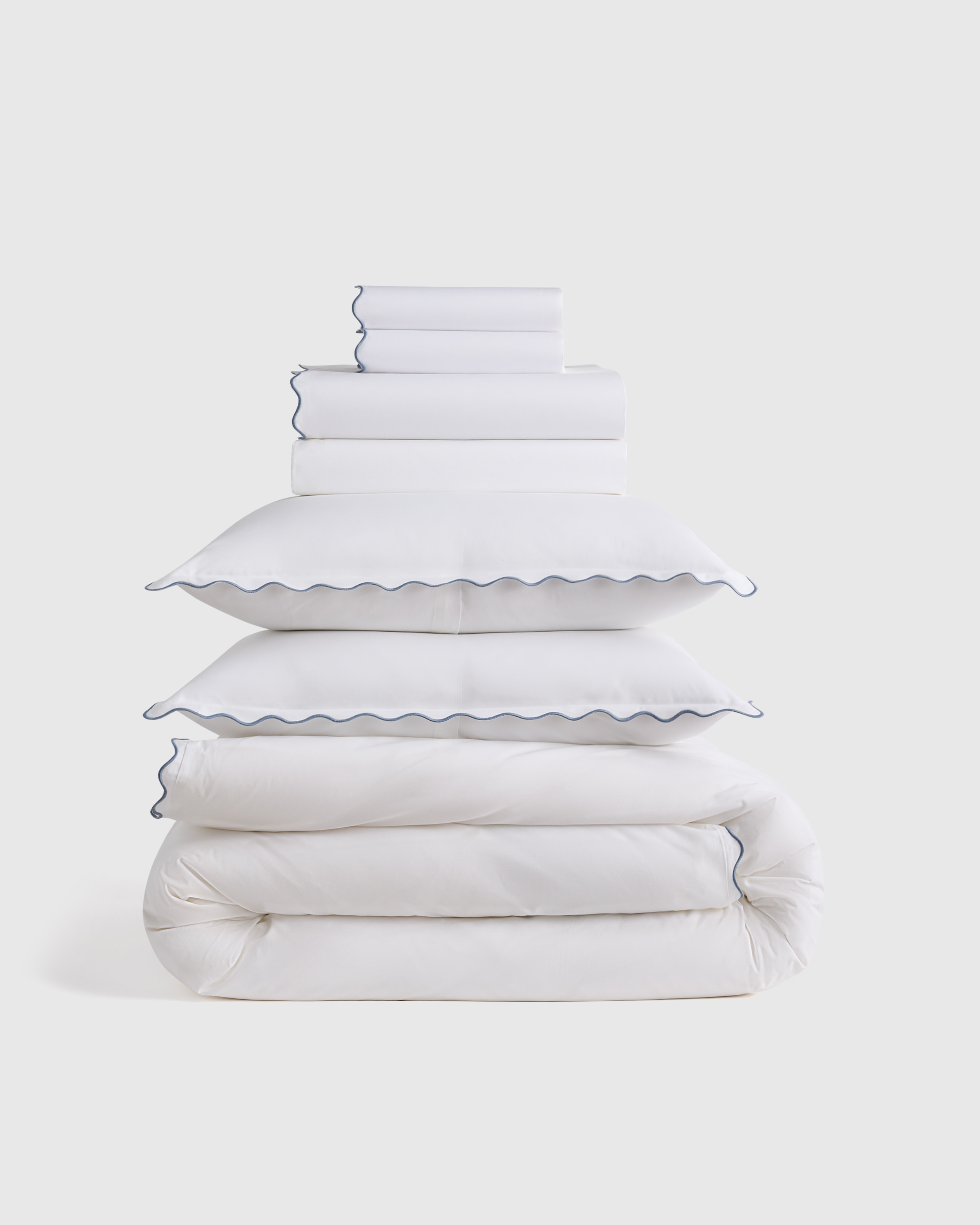 Classic Organic Percale Scallop Deluxe Bedding Bundle | Quince