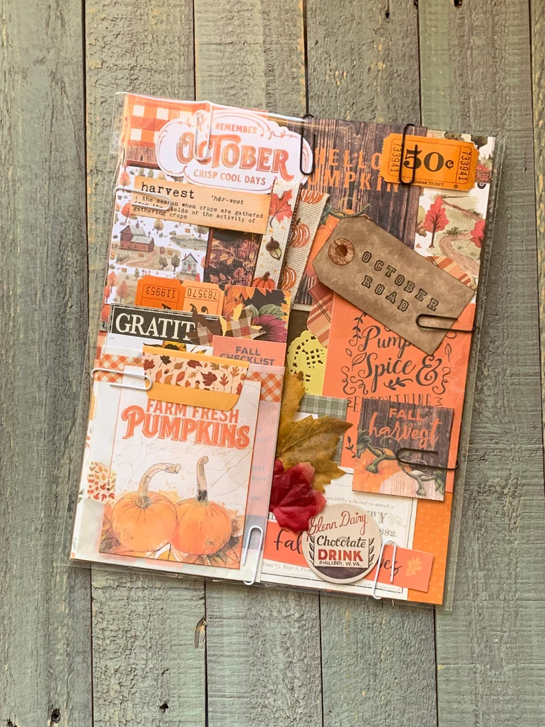 Autumn Junk Journal Kit, October Journal, October Road, Fall Paper Pack, Fall Journal, Fall Card ... | Etsy (US)