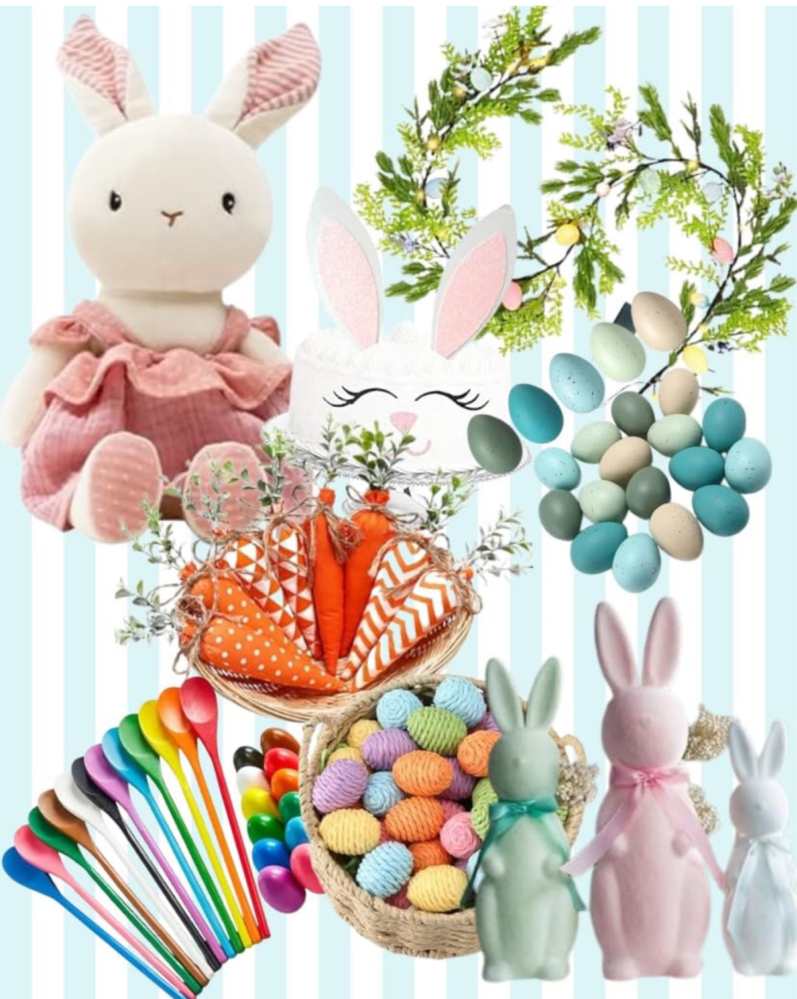 Easter Decor, Harland, bunnies, carrot decor, stuffed bunnies, Easter baskets, basket filler, Easter eggs, Easter games, bunny cake topper, Amazon decorating 

#LTKParties #LTKFindsUnder50 #LTKHome