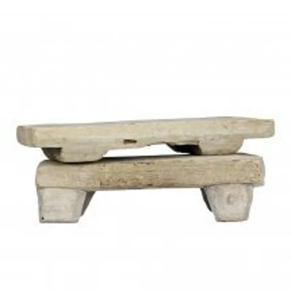 Antique Primitive Bajot Wooden Rectangle Shape Bleached Pedestal Farmhouse Color Riser Stand Deco... | Etsy (US)