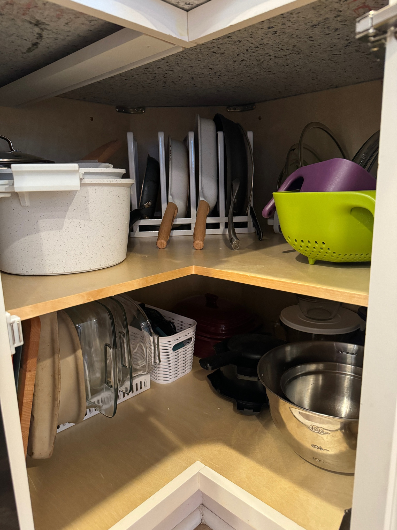 Put and pan organization for shelving in my kitchen 

I took out my lazy Susan turn tables so I could have more space 

#LTKhome #LTKfindsunder50 #LTKfamily